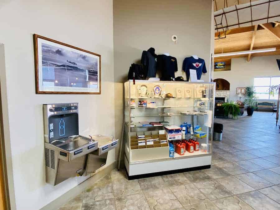 Pilot Store shelves and water refill station