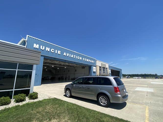 Crew car in front of Muncie Aviation